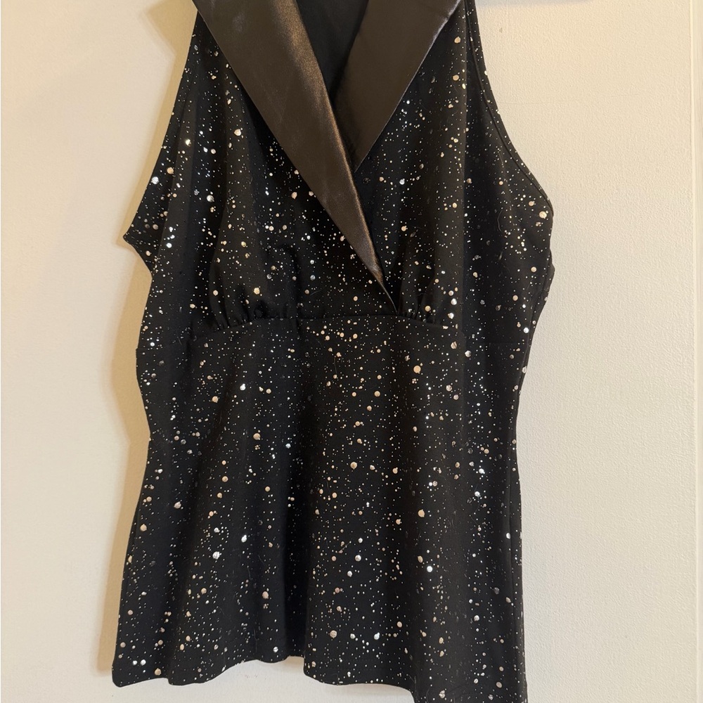 Black and Gold Speckled Sleeveless Top